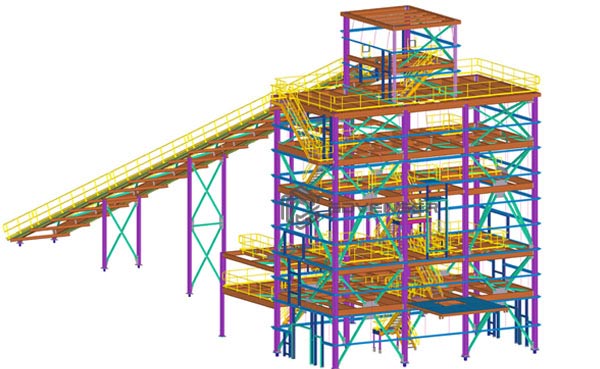 Structural steel detailing model of Sifter tower